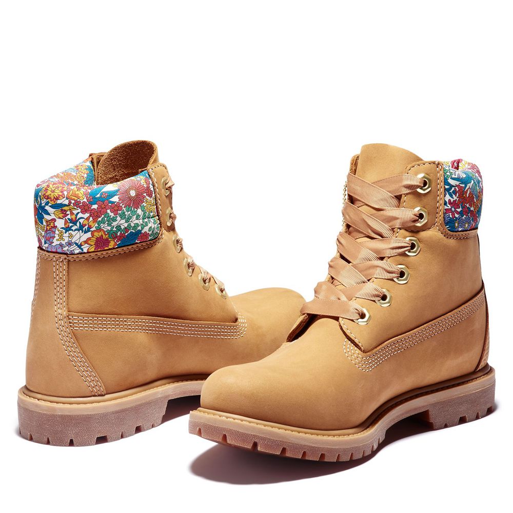 Timberland 6-Inch Μποτακια Γυναικεια Καφε - Premium Waterproof Made With Liberty Fabric - Greece 193